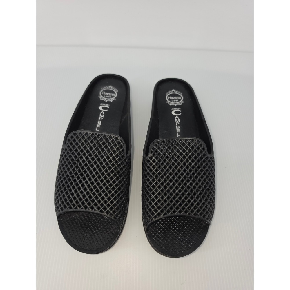Jeffrey Campbell Havana Last Black Lattice Platform Slides Mules Womens 9